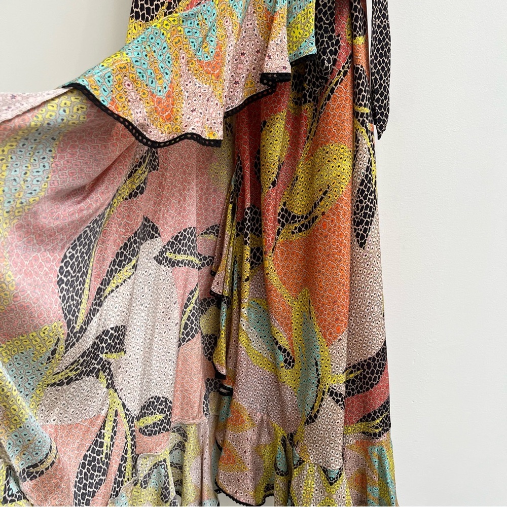 Anthropologie BHANUNI by Jyoti Kathryn Ruffled Wrap Maxi Dress Mosaic Size 16 - Picture 8 of 14
